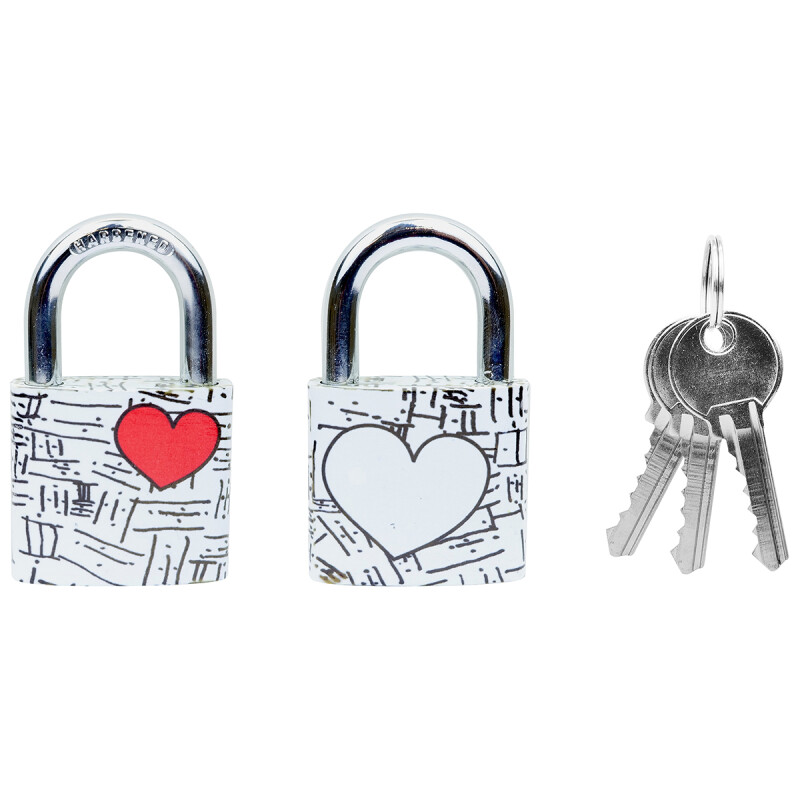 Litoželezna ključavnica v blisterju z barvnim tiskom in prostorom za pisanje imen RICHTER RV.OVAL.38.JU2