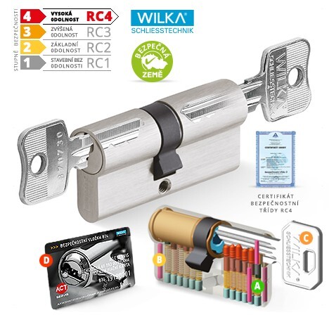 Dvostranski cilindrični varnostni cilinder WILKA RC4