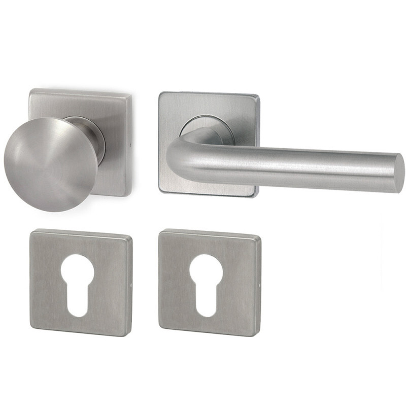 Okovje za vrata HOLAR MT 01 s kroglo in kvadratno rozeto (nerjaveče jeklo)