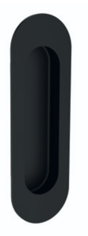 Školjka za drsna vrata ROSTEX ovalna 120x40 mm (MAT ČRNO)