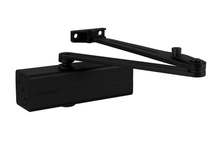 Samozapiralna vrata ASSA ABLOY DC200 s 190-krakim zasunom (črna) - brez zapaha