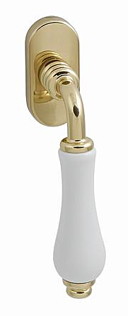 Euro okenska kljuka MP - DK - DALIA - R 600 (OLV / BP - medenina polirani sijajni lak / beli porcelan)