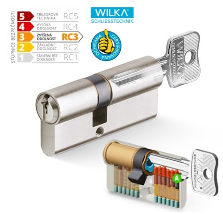 Varnostni cilinder ACT WILKA RC3, zaščiten profil (nikelj)