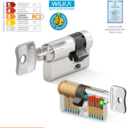 Cilindrični varnostni polcilinder ACT WILKA RC3 (nikelj)