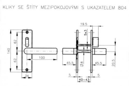 Okovje za sobna vrata ROSTEX 804 (POLJSKI KROM - NERJAVEČE JEKLO)