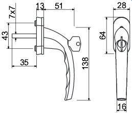 Kljuka za okno RICHTER RHW.009.L.SU (F4)