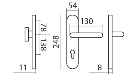Varnostni okov TWIN COLUMBUS DEF HR H 2094KS z ročajem KLESO (E)