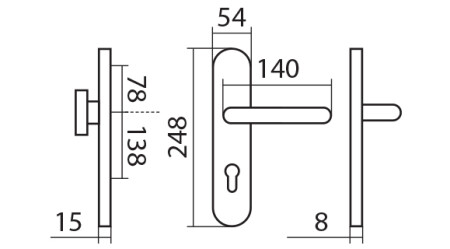 Varnostno okovje TWIN COLUMBUS DEF HR H 2094KS z GULF ročajem (E)