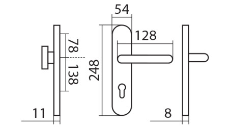 Varnostno okovje TWIN COLUMBUS DEF HR H 2094KS z ročajem ALA (E)