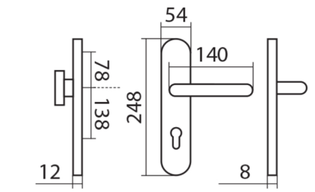 Varnostno okovje TWIN COLUMBUS DEF H 2087KS z ročajem GULF (E)
