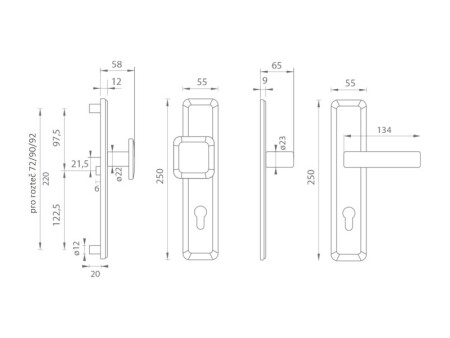 Vratno okovje MP MI - QB SECUR / SUN 1 (ONS - Bleščeč brušeni nikelj)