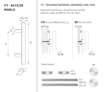 KLJUKA MP koda K41Z 40x10 mm UN - kos (WS - Bela mat)
