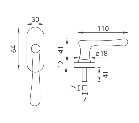Euro kljuka MP - NI - DK - ELEGANT - R (OBMP - stara medenina mat lak)