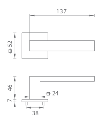 Vratno okovje MP TI - SQUARE - HR 4275Q 7S (BS - Črna mat)