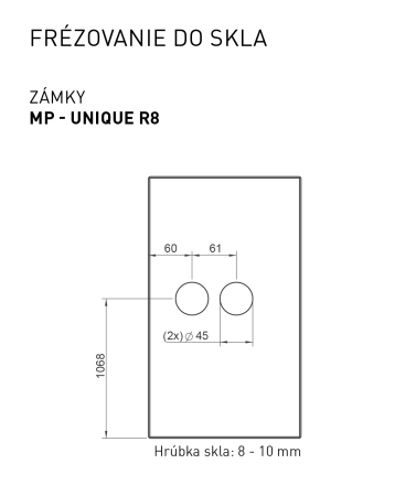 Steklena KLJUČAVNICA z ročajem MP FAVORIT UNIQUE R8 - brez sprednje luknje (BS - Mat črna)