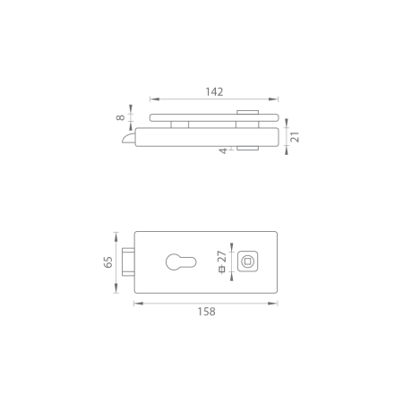 Steklena vrata LOCK UNIQUE R8 - PZ (BS - mat črna)