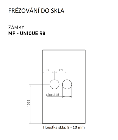 MP UNIQUE R8 ključavnica za steklena vrata z ročajem PINA - BBQ (BS - mat črna)