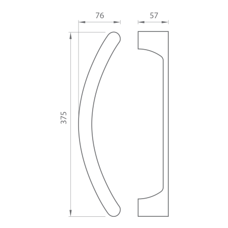 ROČKA ZA DRSNA VRATA MP ONE - par (mat rjava) - 375 mm