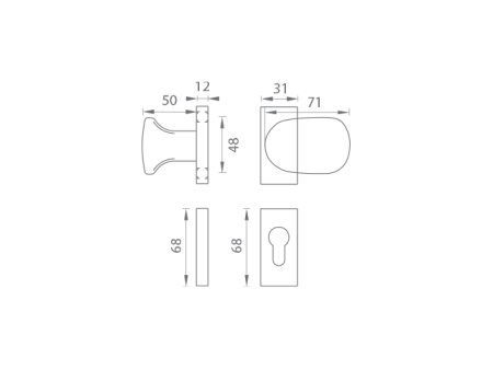 Kljuka za vrata MP WA - FELIX - UR srebrna (RAL 9006)