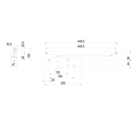 Samozapiralna naprava z drsno tirnico MP GZ - TS 3000 (ANT - Antracit)