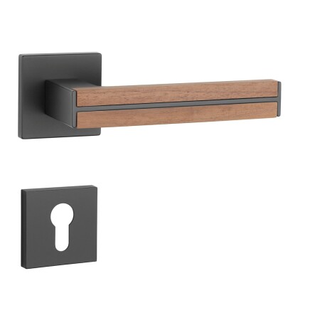 Okovje za vrata MP AS - IMPERATA - HR 7S (BS - Črna mat / orehov les)