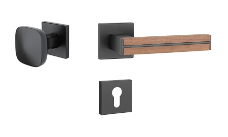 Okovje za vrata MP AS - IMPERATA - HR 7S (BS - Črna mat / orehov les)