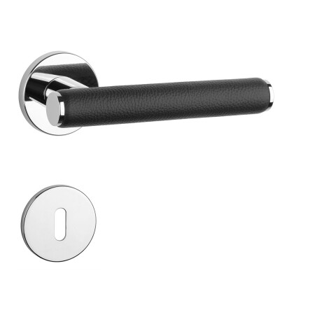 Okovje za vrata MP AS - EGERIA - R 7S (OC - ​​sijajni krom / črno usnje)