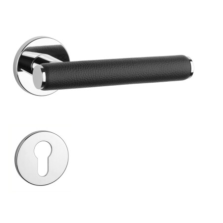 Okovje za vrata MP AS - EGERIA - R 7S (OC - ​​sijajni krom / črno usnje)