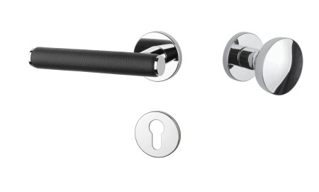 Okovje za vrata MP AS - EGERIA - R 7S (OC - ​​sijajni krom / črno usnje)