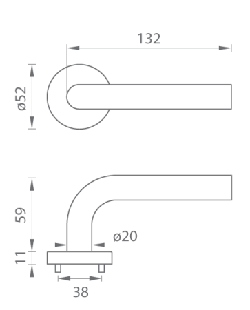 Okovje za vrata MP TI - MONA - R AP 2001 (BN - Brušeno nerjaveče jeklo)