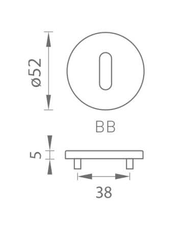 Rozeta za vrata MP TI - R 5S (BN - brušeno nerjaveče jeklo)