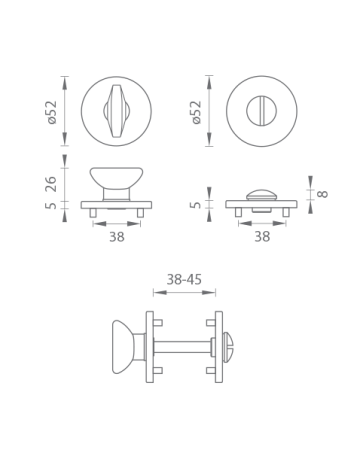 Rozeta za vrata MP TI - R 5S (OLS - Brušena medenina)