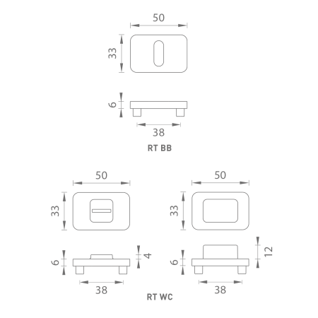 Rozeta za vrata MP MPK - PERFECTA - RT (OLS - Brušena medenina)