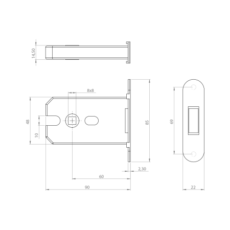 Magnetna ključavnica MP MPK z zaporno ploščo (BS - črna mat)