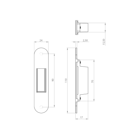 Magnetna ključavnica MP MPK z zaporno ploščo (BS - črna mat)