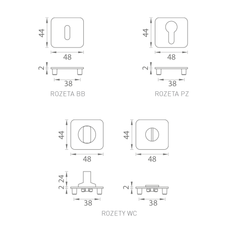 Rozeta za vrata za ročaj MP GK - ONE - HR (OLS - brušena medenina)