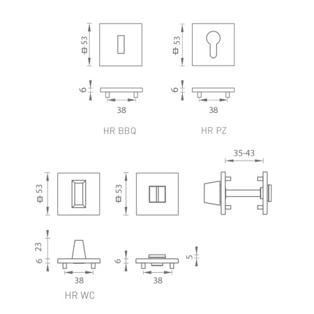 Rozeta za vrata MP MPK - ROSETTE - HR SQ6 (CUM - Mat baker)