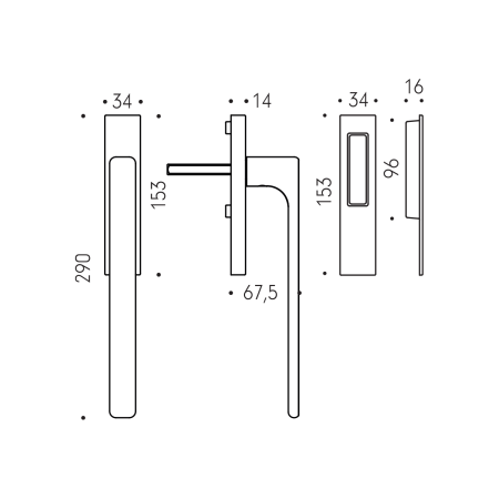 Drsna portalna kljuka MP CB - HS PORTAL MOOD DUE - kljuka/lupina (mat rjava)