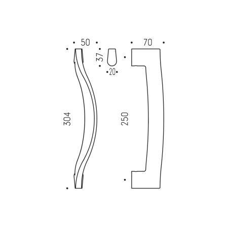Kljuka MP KVADRATNA - 304/250 (mat bakrena PVD)