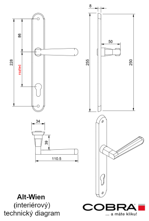 Okovje za vrata COBRA ALT WIEN (ONS - mat nikelj)