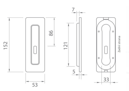 Školjka za drsna vrata MP TI 4181 5S - BB (WS)