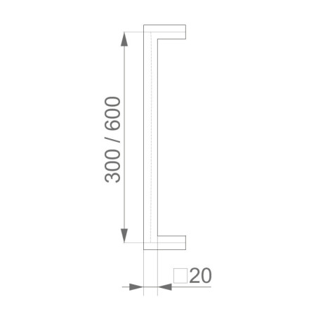 Kljuka za vrata iz nerjavečega jekla &quot;U&quot; HOLAR, kvadratna 20x20 mm