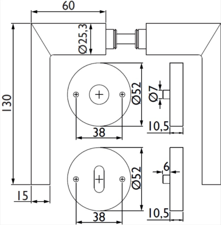 Okovje za vrata TWIN LEVEL H 1813 (CM)
