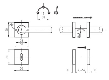 AKCIJA Vratno okovje ROSTEX MARSIA/H (MAT INOX) - PZ