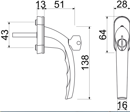 Okenska kljuka na zaklepanje RICHTER RHW.009.L (F9016)