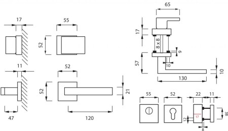Varnostno okovje MP CUBO/SQUARE HR 3230/2275 (BS - mat črna)
