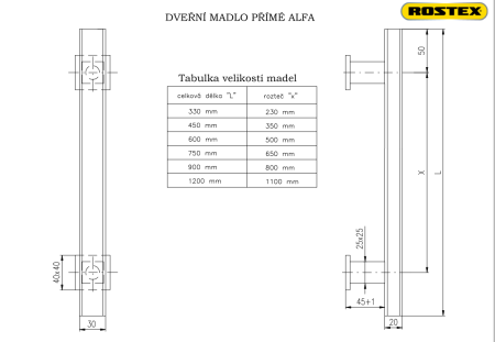 Kljuka za vrata ROSTEX ALFA (črna) - obojestranska