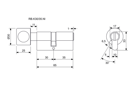 Rolo cilinder z gumbom RICHTER RB.K30/35.NI