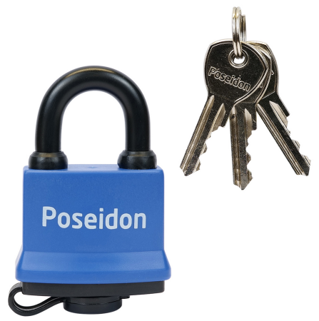 Jeklena nepremočljiva ključavnica obešanka s plastičnim pokrovom RCIHTER RV.POSEIDON.45