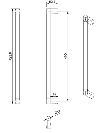 Kljuka za vrata COBRA BLOCCA 400 mm (OCS)